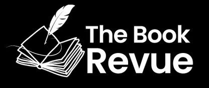 Open book with quill, "The Book Revue".